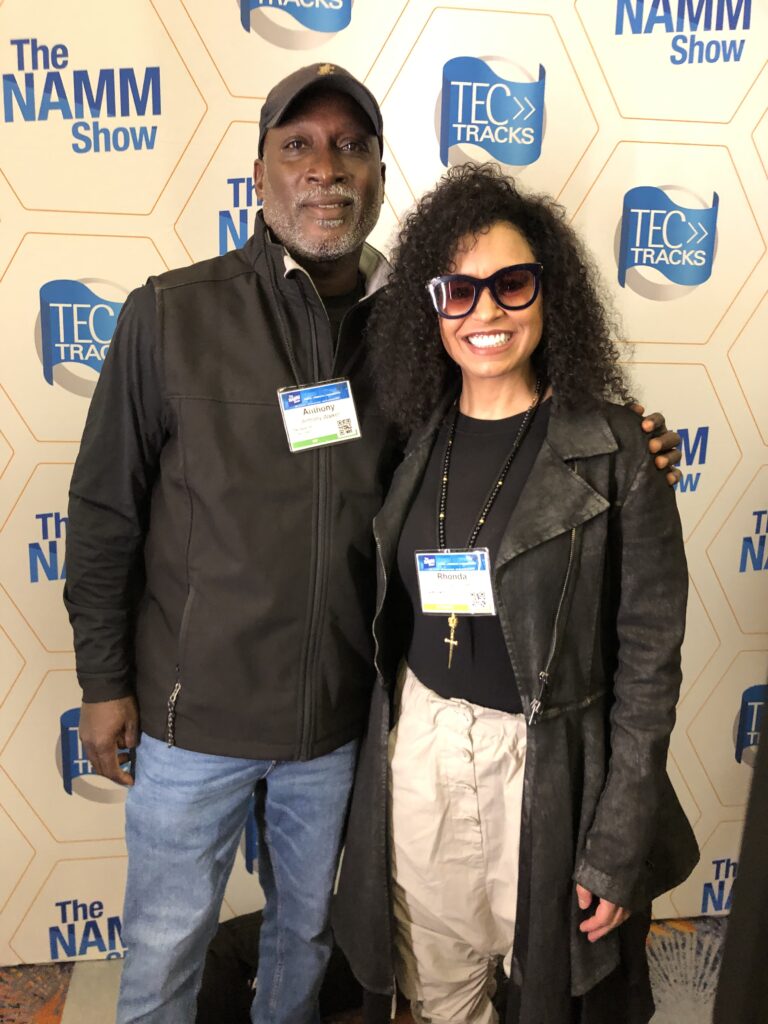 Bassist Rhonda Smith with Anthony Walker at NAMM 2023.